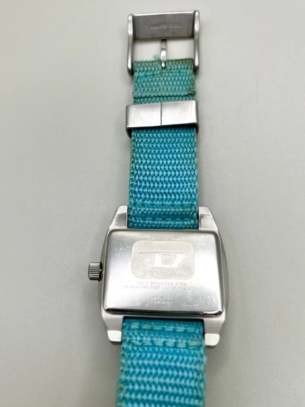 Vintage Y2K Diesel DZ-2117 Turquoise Dial Stainless Steel Quartz Watch Analog